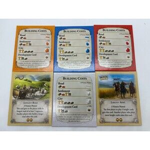 Catan Board Game Building Costs 6 Cards Set Pieces Replacement Parts